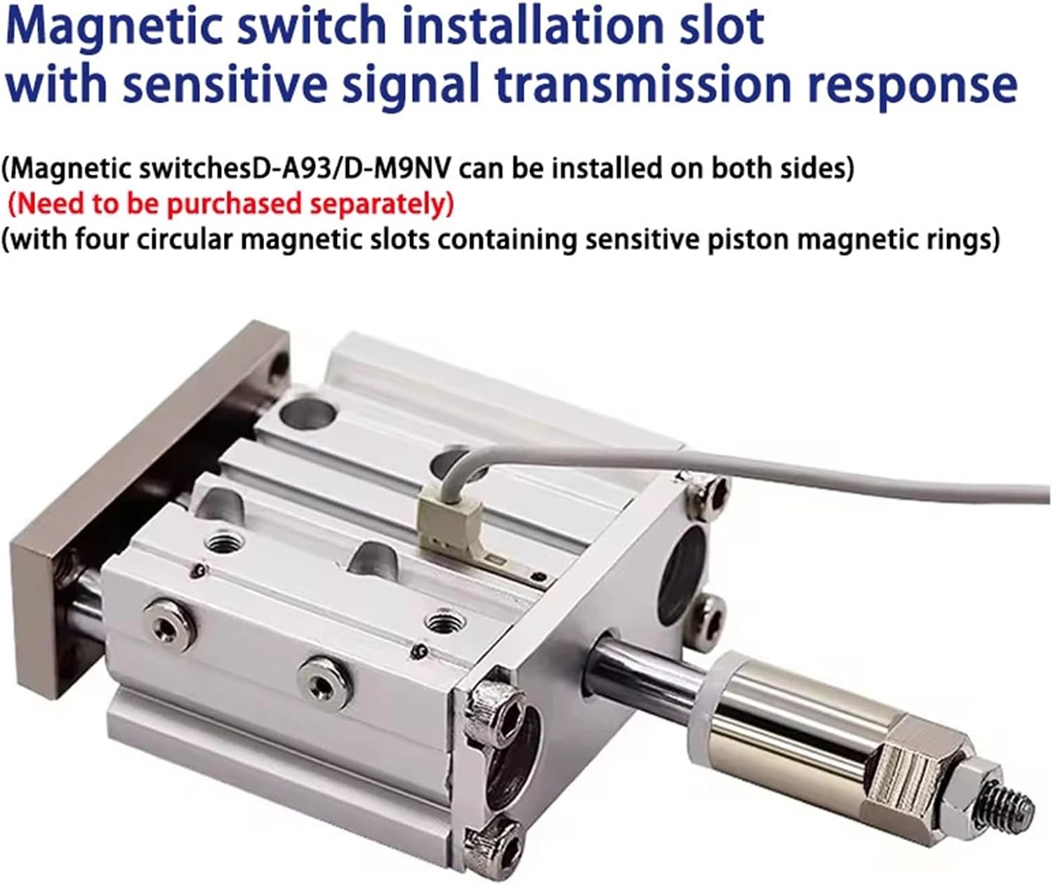 Pneumatic Cylinder Adjustable Stroke Type Three Bar Three-axis with Magnet MGPM12/16/20/25/32/40/50 Stroke 20-200mm(Stroke 50-50mm,Bore 25mm)