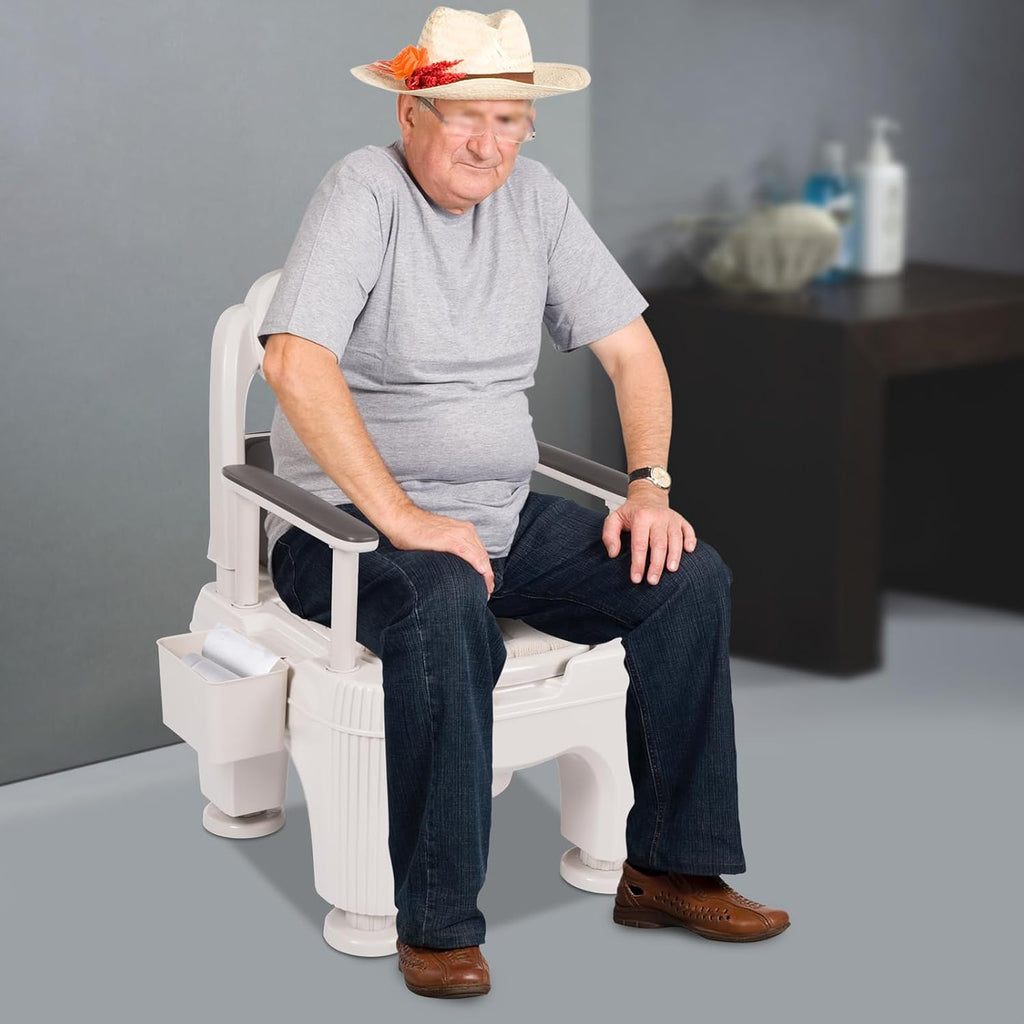 Bedside Commodes Chair, 661.39Lbs Capacity Bedside Toilet Portable Adult Potty Toilet Chair Height Adjustable Commode Toilet Heavy Duty Moveable Commodes for Home Use Nursing Centers