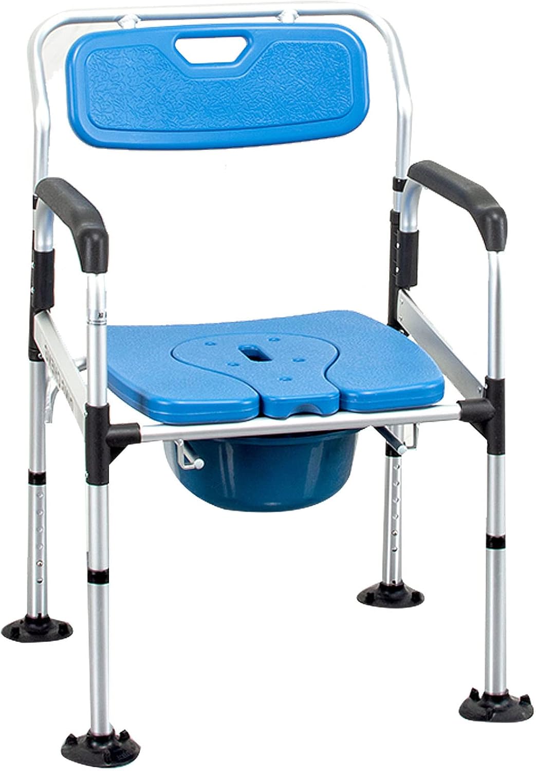 Bariatric Bedside Commode 3 in 1 Toilet Seat Chair 49cm/19.3in Extra Wide Heavy Duty Adult Bathroom Shower Chair with Bucket Splash Guard, Aluminum Alloy Frame (2)