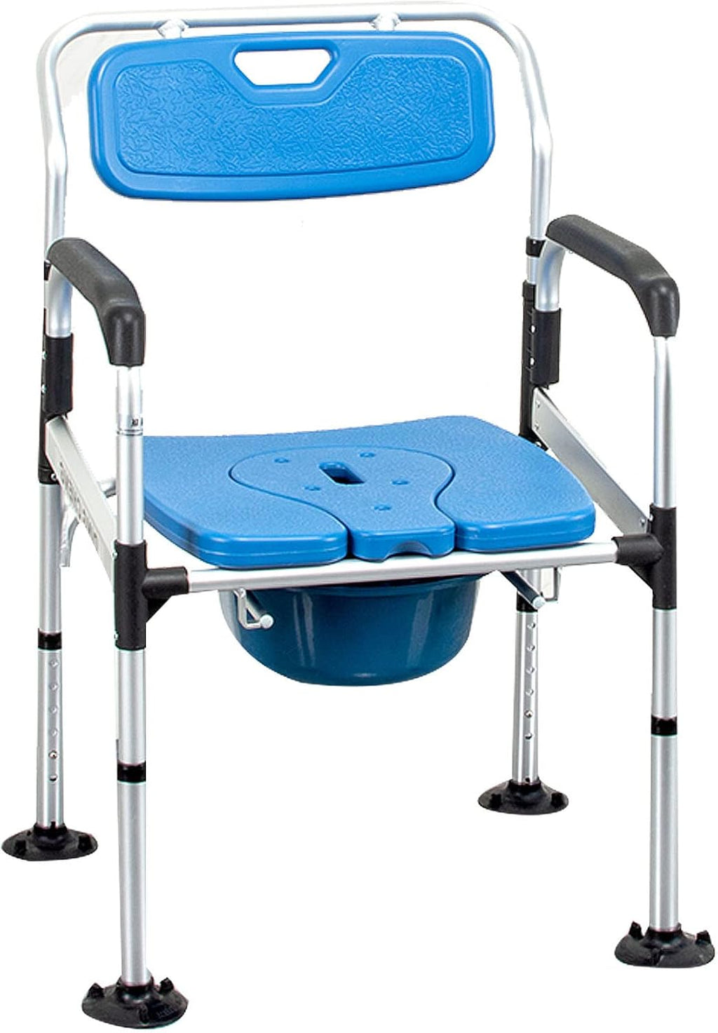 Bariatric Bedside Commode 3 in 1 Toilet Seat Chair 49cm/19.3in Extra Wide Heavy Duty Adult Bathroom Shower Chair with Bucket Splash Guard, Aluminum Alloy Frame