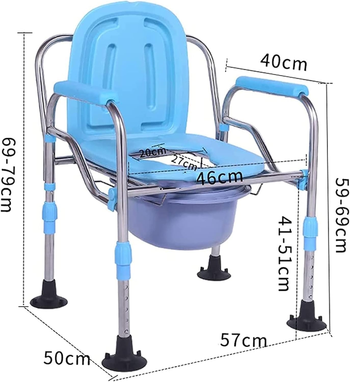 Shower Stool Bath Chair Toilet Seat Heavy Duty Drop Arm Bariatric Commode Homecare Toilet Chair with Arms and Bathroom Safety Frame for Elderly,Adults Adjustable Seat Height Easy Transfer