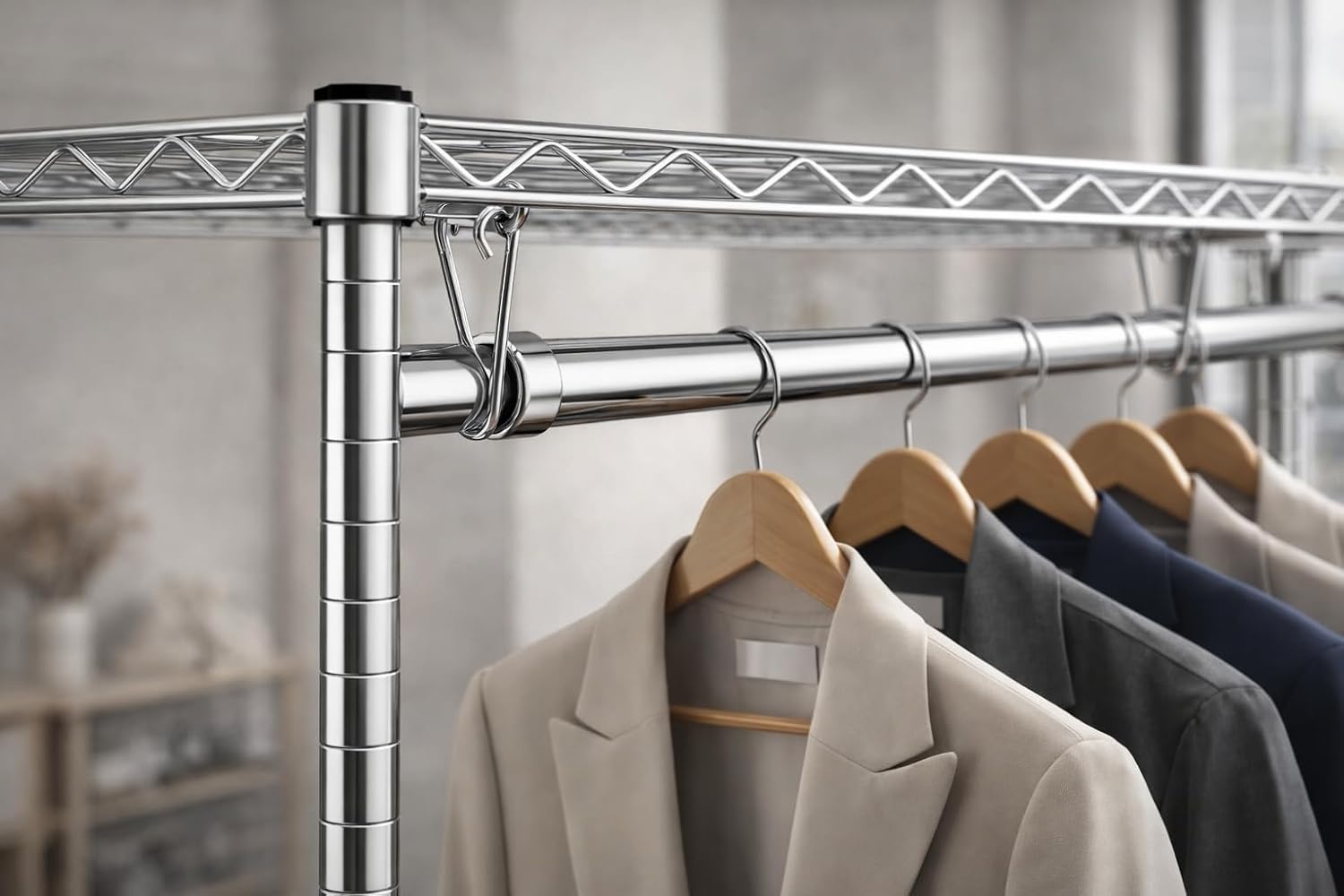 Garment Rack, Chrome Commercial Clothing Rack for Retail, Events & Storage, Adjustable Steel Clothes Rack with High Weight Capacity for Professional Use (Mobile, W18'' x L24'' x H70'')