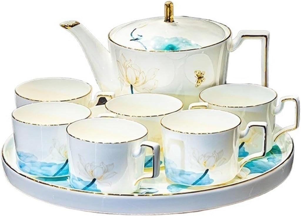 Beverage Serveware Modern teapot and teacup set coffee set combination Jingdezhen tea set with rotating tray Water Carafe