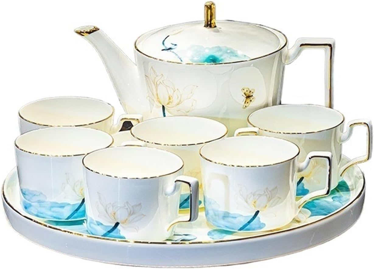 Beverage Serveware Modern teapot and teacup set coffee set combination Jingdezhen tea set with rotating tray Water Carafe