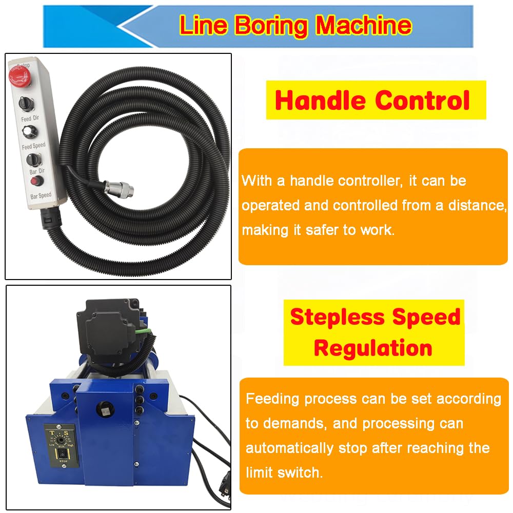 Portable Line Boring Machine, 110V Hole Drilling Machine, 1.77'-6.3' Bore Diameter, 5.2' x 1.57' Bar, Handle Control Professional Boring Equipment