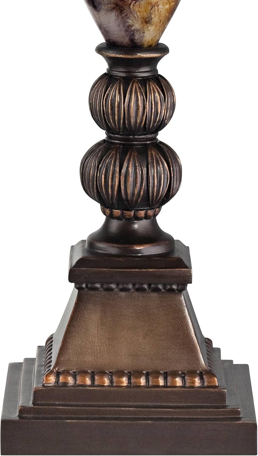 Kathy Ireland Mulholland Traditional Vintage Table Lamps 27' Tall Set of 2 Aged Bronze Faux Marble White Alabaster Glass Dome Shade for Living Room Bedroom House Bedside Nightstand Office