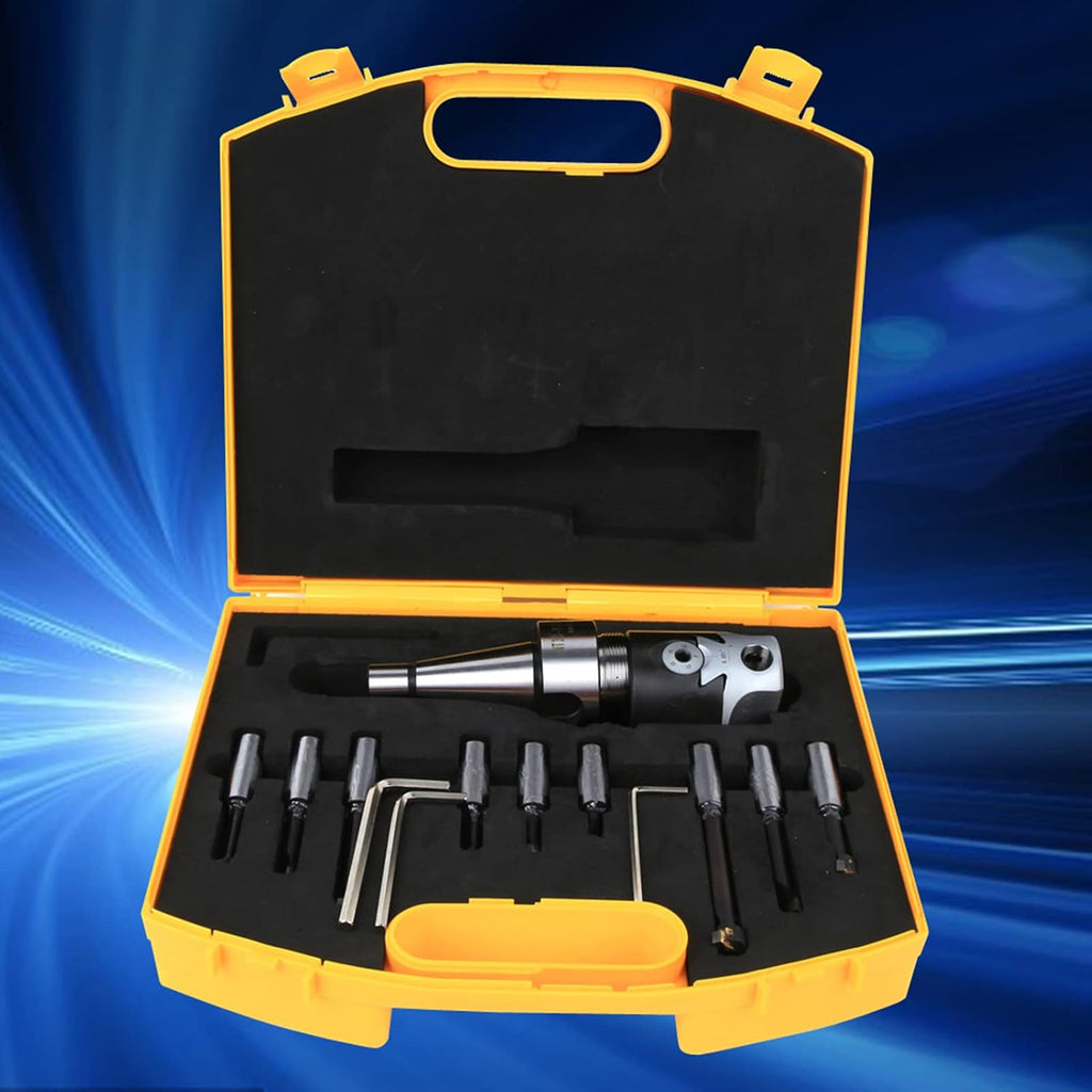 Boring Cutter Set Carbon Steel CNC Milling Tool Kit with Storage Box 9PCS Boring Head Boring Bar Boring Knife for Coordinate Boring Machine Horizontal Boring Machine