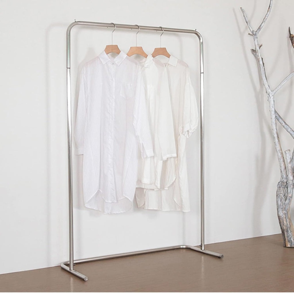 Garment Rack Modern Stainless Steel Clothes Rail, Heavy Duty Metal Garment Rack, Bedroom Living Room Coat Rack, Retail Display Clothing Rack, Easy To Assemble, Silver(Size:150x40x150CM)