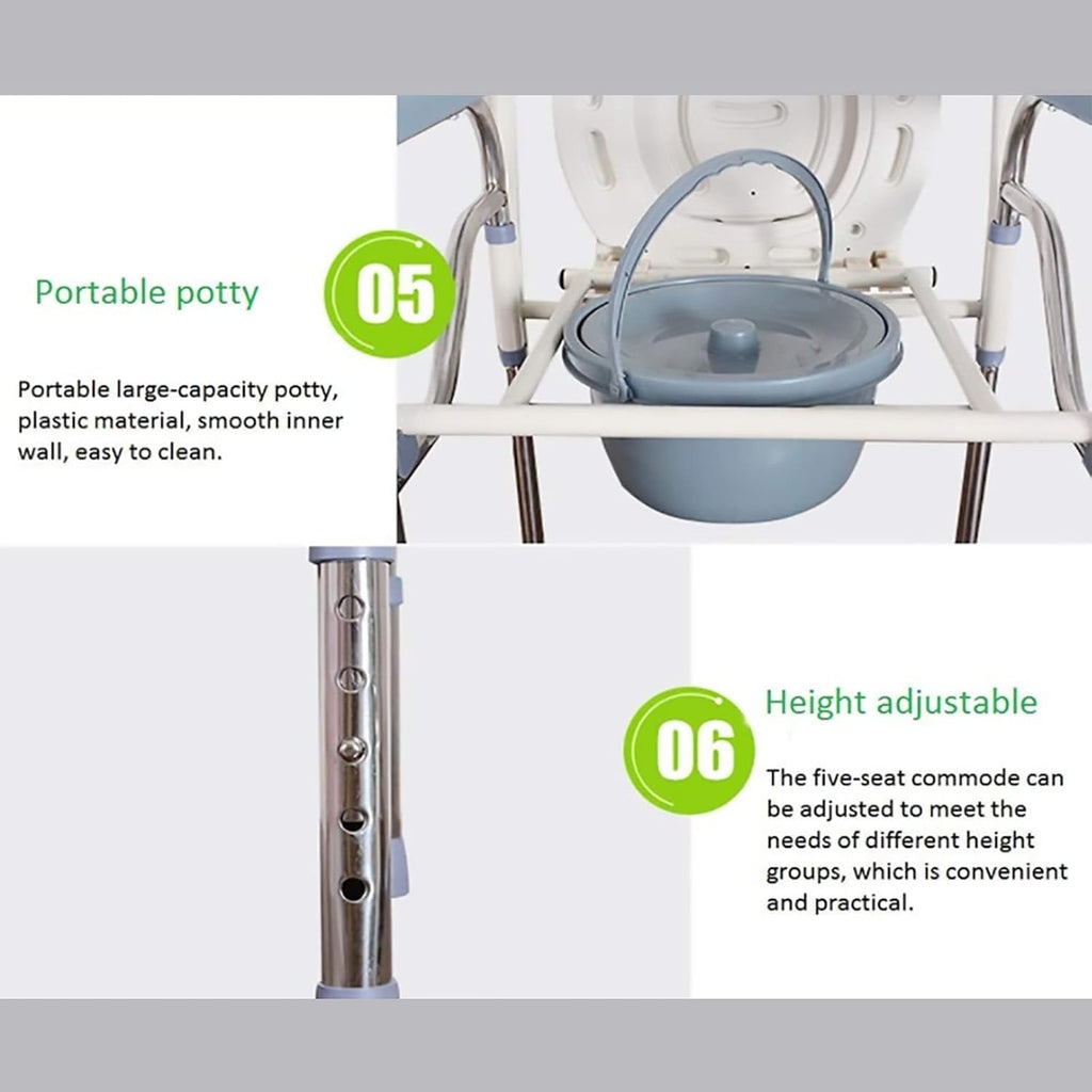 Bedside commodes, Toilet seat Chair Portable Foldable with Bucket Splash Guard Heavy Duty Disabled Stainless Steel Commode