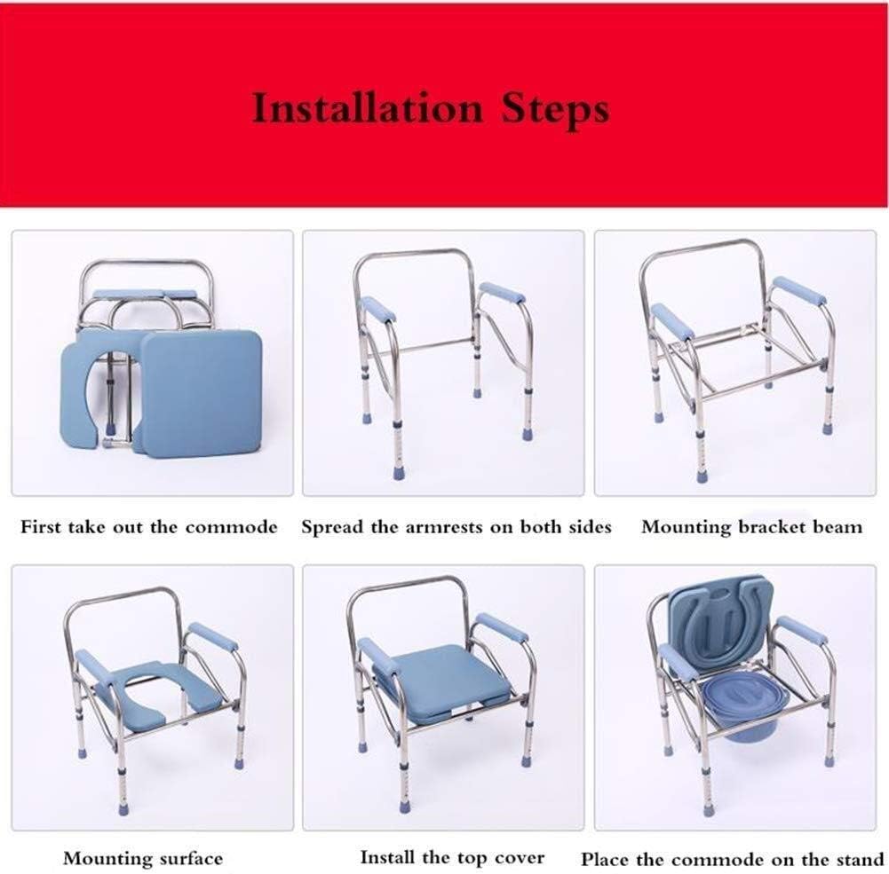 Adult Walker Wheelchair Heavy Duty Drop Arm Bedside Commode Chair,Homecare Toilet Seat with Safety Steel Frame, Extra Wide 3 in 1 Toilet Chair Adjustable Height Support Tool Training Equipmen