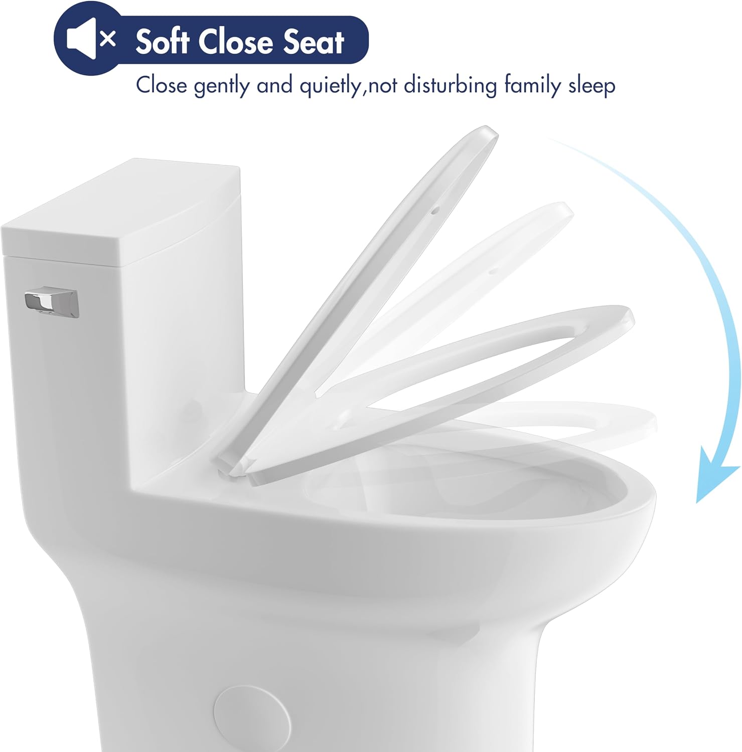 Eridanus One Piece Toilet Elongated With Soft Closing Seat, Comfortable ADA Compliant 17' Chair Height Seat, Powerful & Quiet Left Side Trip Lever Flush (1.28 GPF), 12' Rough-In
