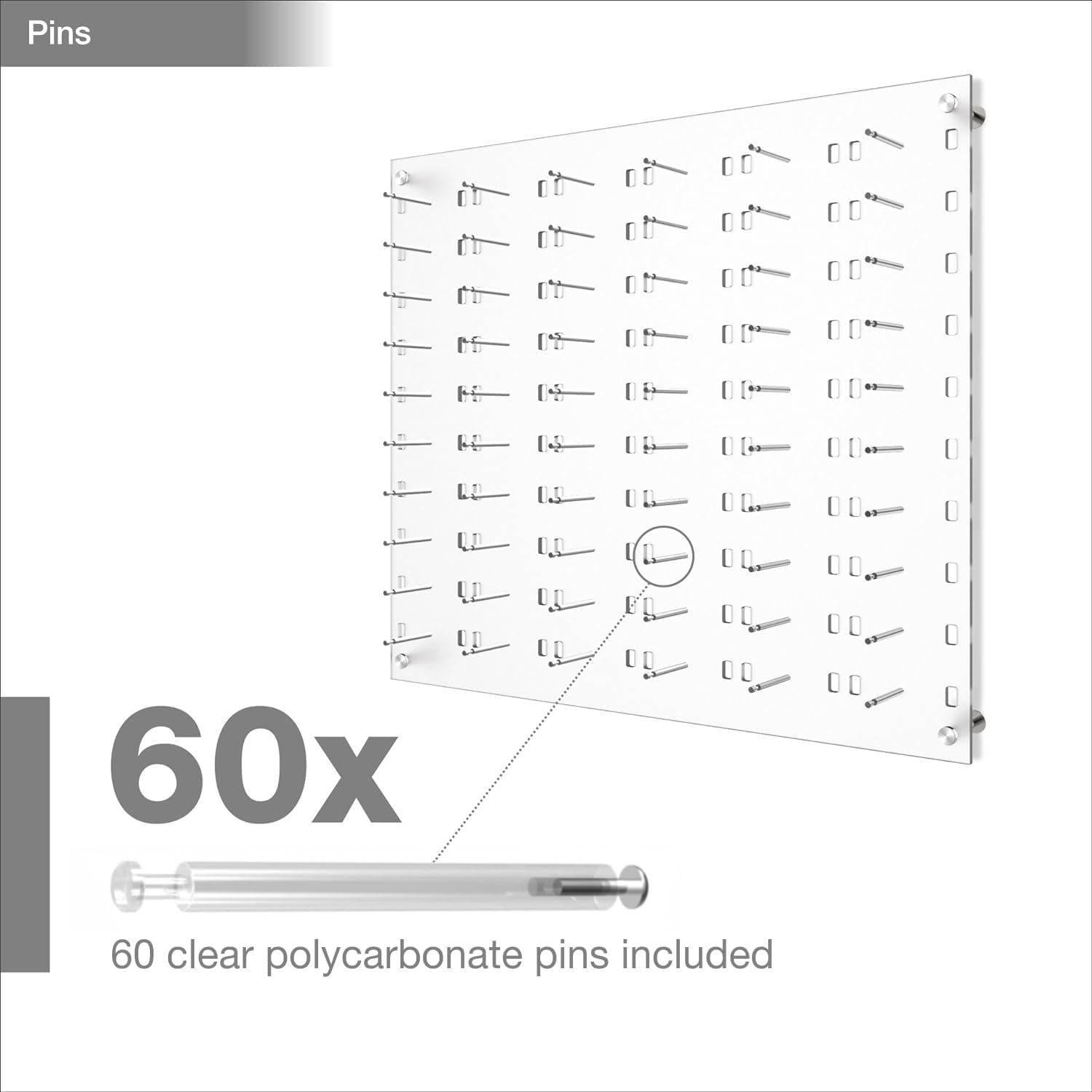 Optical Display for 60 Eyewear Frames - Wall Mount Acrylic Eyewear or Sunglass Display Package in Frosted White for 60 Frames – 31.25' (H) X 36.5' (W)