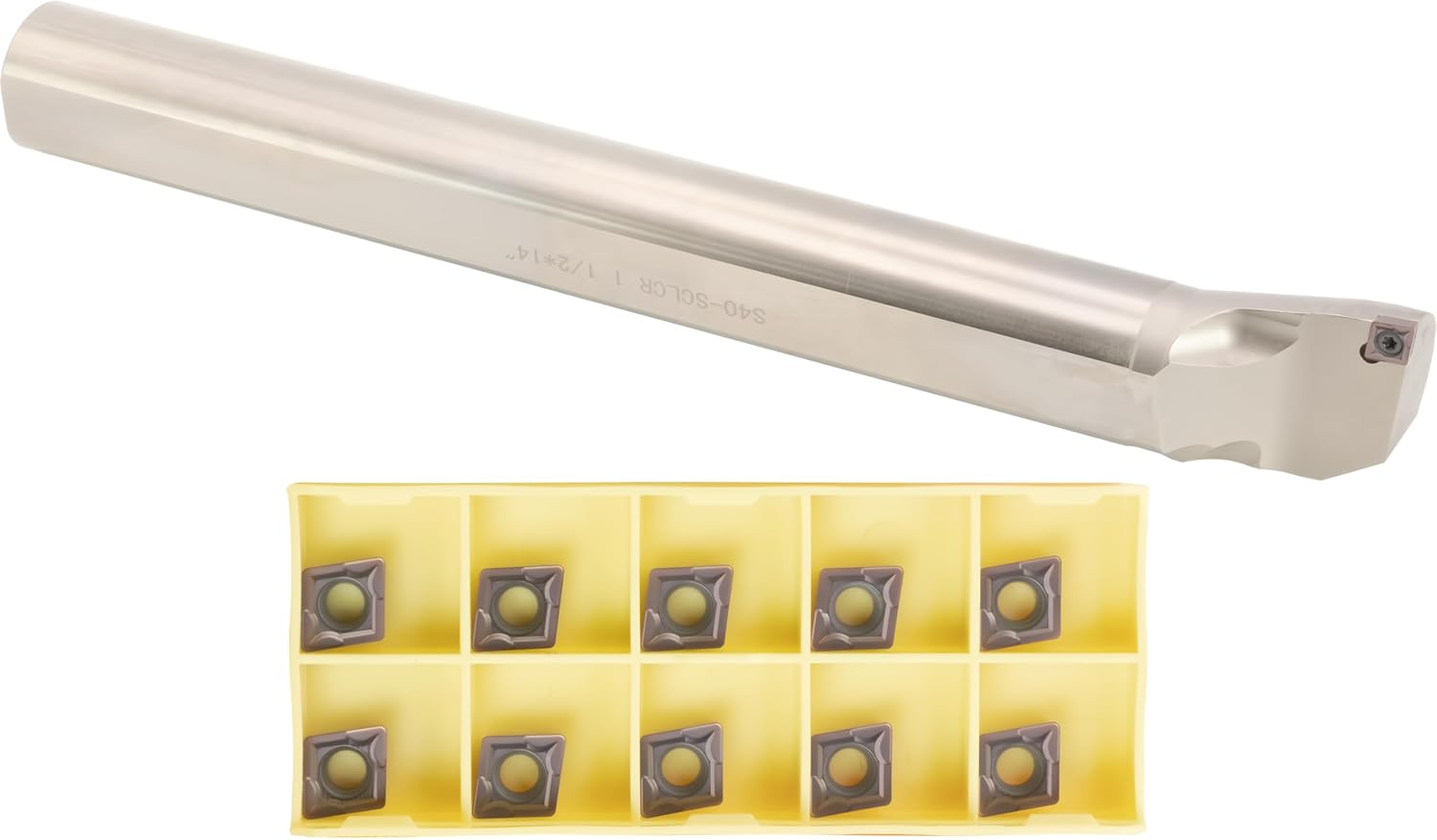 CME Indexable Insert Boring Bar Set, 1 1/2' Shank Diameter, 14' Overall Length, Including 10 pcs CCMT32.51 Carbide Inserts