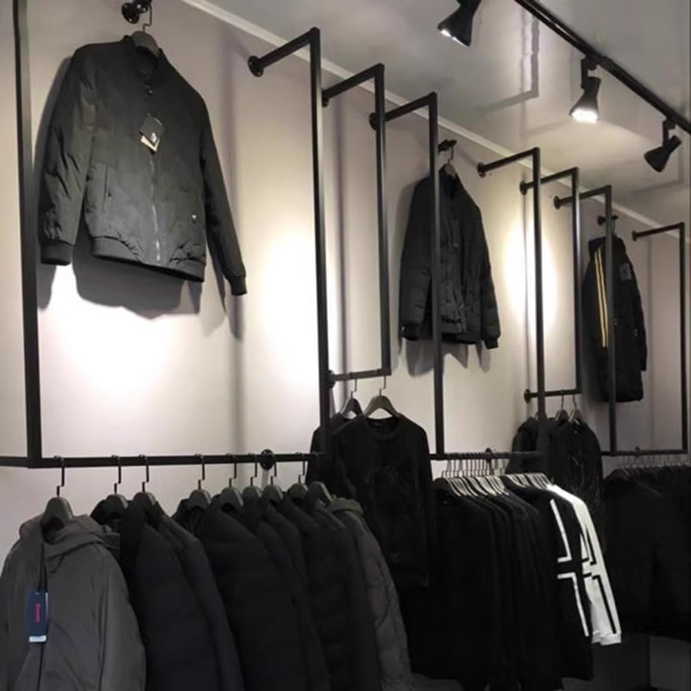 Clothing Store Suspended Ceiling Metal Display Rack Retail Clothing Garment Racks Hanging Clothes Rack Detachable for Storage Wedding Dress U-Shaped Shelf (Color : Black, Size : 100x100cm)