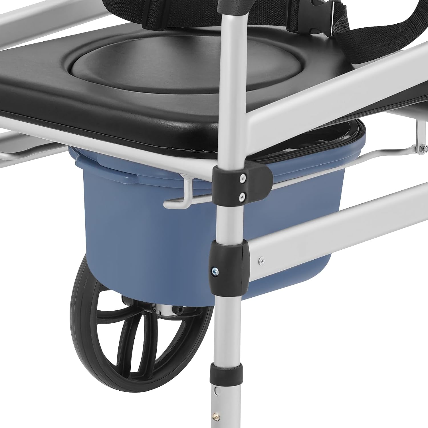 Foldable Shower Chair, Shower Wheelchair with Lockable Wheels Rolling Bedside Commode for Toilet with Height Adjustable & Sponge Padded Seat for Elderly and Disabled Support 330lbs (O-S)