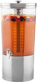 TableCraft 10451 Upscale Beverage Dispenser, 4-1/2' Gallon, Stainless Steel with Nickel Plated ABS Faucet, Tritan Reservoir, Stainless Steel Base