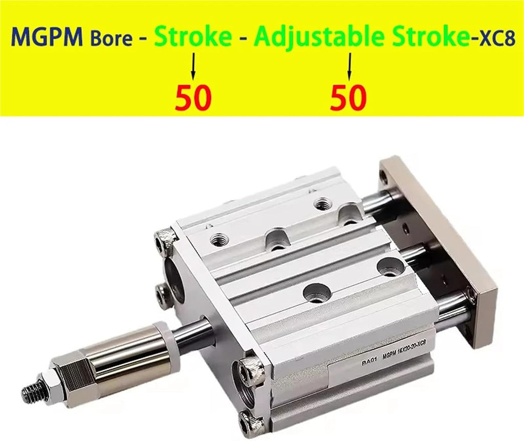 Pneumatic Cylinder Adjustable Stroke Type Three Bar Three-axis with Magnet MGPM12/16/20/25/32/40/50 Stroke 20-200mm(Stroke 50-50mm,Bore 40mm)