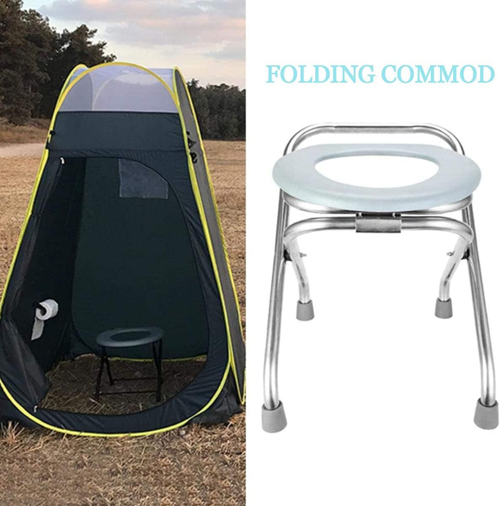 Portable Toilet Seat – Compact Lightweight Indoor & Outdoor Commode – Heavy-Duty Stainless-Steel Chair is Durable & Convenient for Camping, Travel & Emergency
