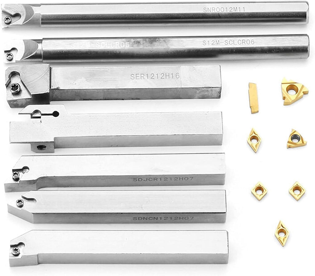 YFCDZVBH 50HRC 21pcs 12mm Turning Tool Holder Lathe Boring Bar + Carbide Insert + Wrench Set
