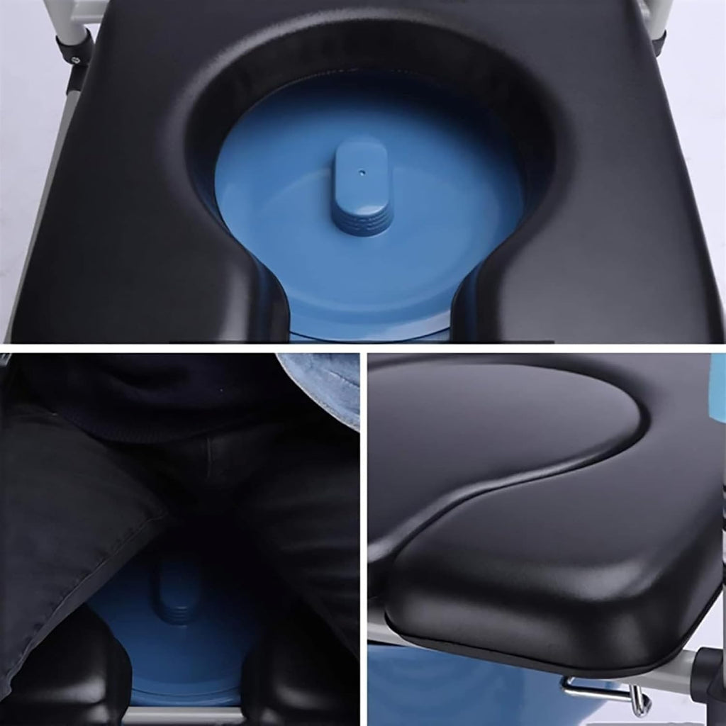 Bedside Commode,Toilet Seat with Handles Commode Chair with Wheels with Built-in Toilet Non-Slip Shower Chair with Padded seat for Any