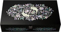 Antique Alive Mother of Pearl Wood Sunglasses Box Eyeglasses Valet Display Storage Case for Glasses, Watches, Jewelry, Trinkets Wooden Accessory Organizer Gift (Parrot Black)