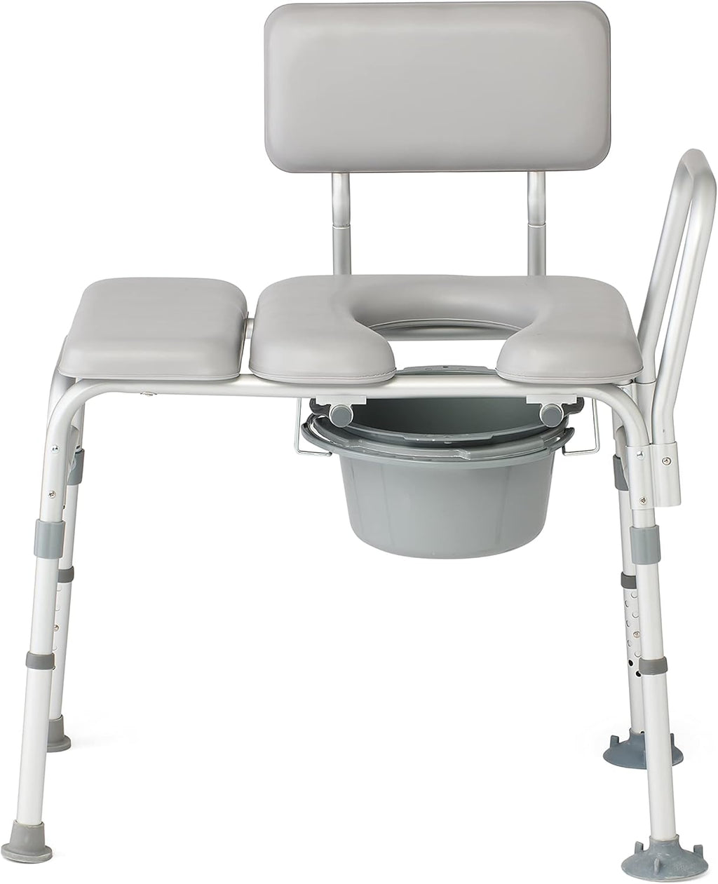 Medline Padded Combination Transfer Bench and Commode, 400 lb. Capacity - Essential Bathroom Aid for Elderly and Disabled
