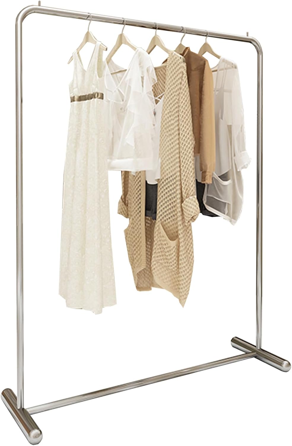 Garment Rack Heavy Duty Clothing Rack For Hanging Clothes, Silver Stainless Steel Clothes Rail, Load Capacity 280 Lbs, Bedroom Laundry Room Coat Rack, Freestanding Retail Display R(Size:120X40X150CM)