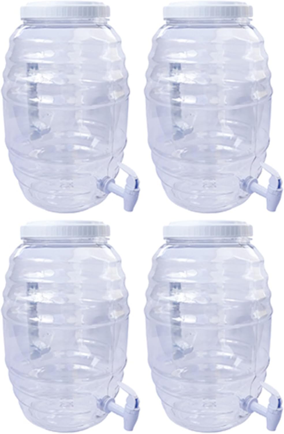 CHAMPS 3 Gallon Jug with Lid and White Spout Set of 4 - Aguas Frescas Vitrolero Plastic Water Container - 3 Gallon 4 Pack - Large Beverage Dispenser Ideal for Agua fresca and Juice - Jar Containers
