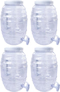 CHAMPS 3 Gallon Jug with Lid and White Spout Set of 4 - Aguas Frescas Vitrolero Plastic Water Container - 3 Gallon 4 Pack - Large Beverage Dispenser Ideal for Agua fresca and Juice - Jar Containers