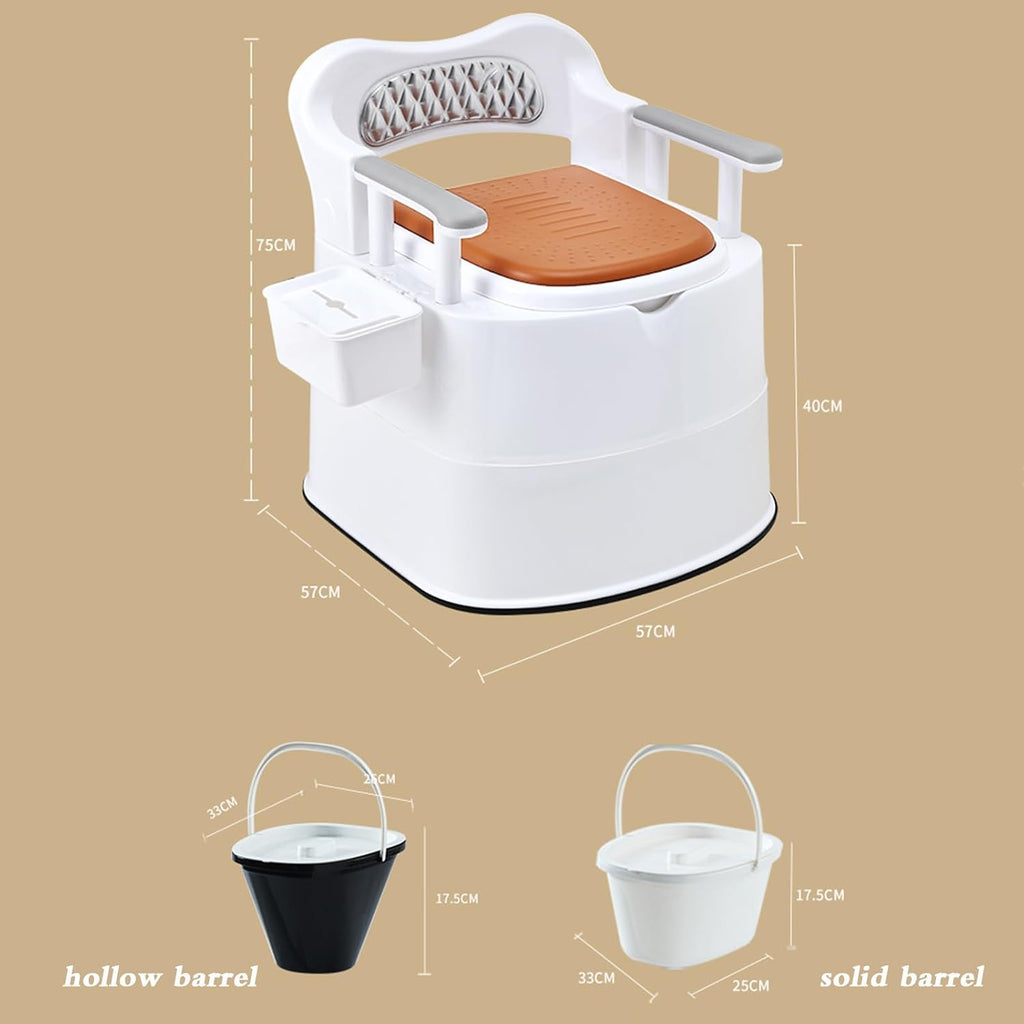 Heavy Duty Bedside Toilet,Movable Toilet Home for The Elderly Padded Seat Commode Chair with Arms Suitable People Inconvenient Legs and Feet (F)