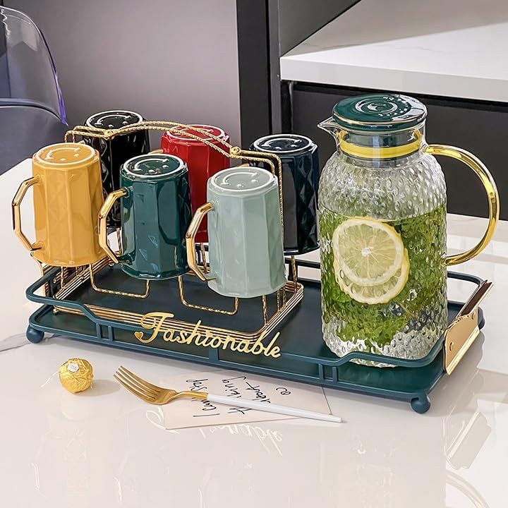 Beverage Serveware Water Cup Household Set Living Room Glass Kettle Large Capacity Family Hospitality Drinking Cup Complete Set Water Carafe