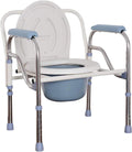Folding Toilet Seat Chair Portable Bedside Commode, Height Adjustment Extra Wide with Bucket Splash Guard Heavy Duty Adult Bathroom Pail Fits Toilet Chair