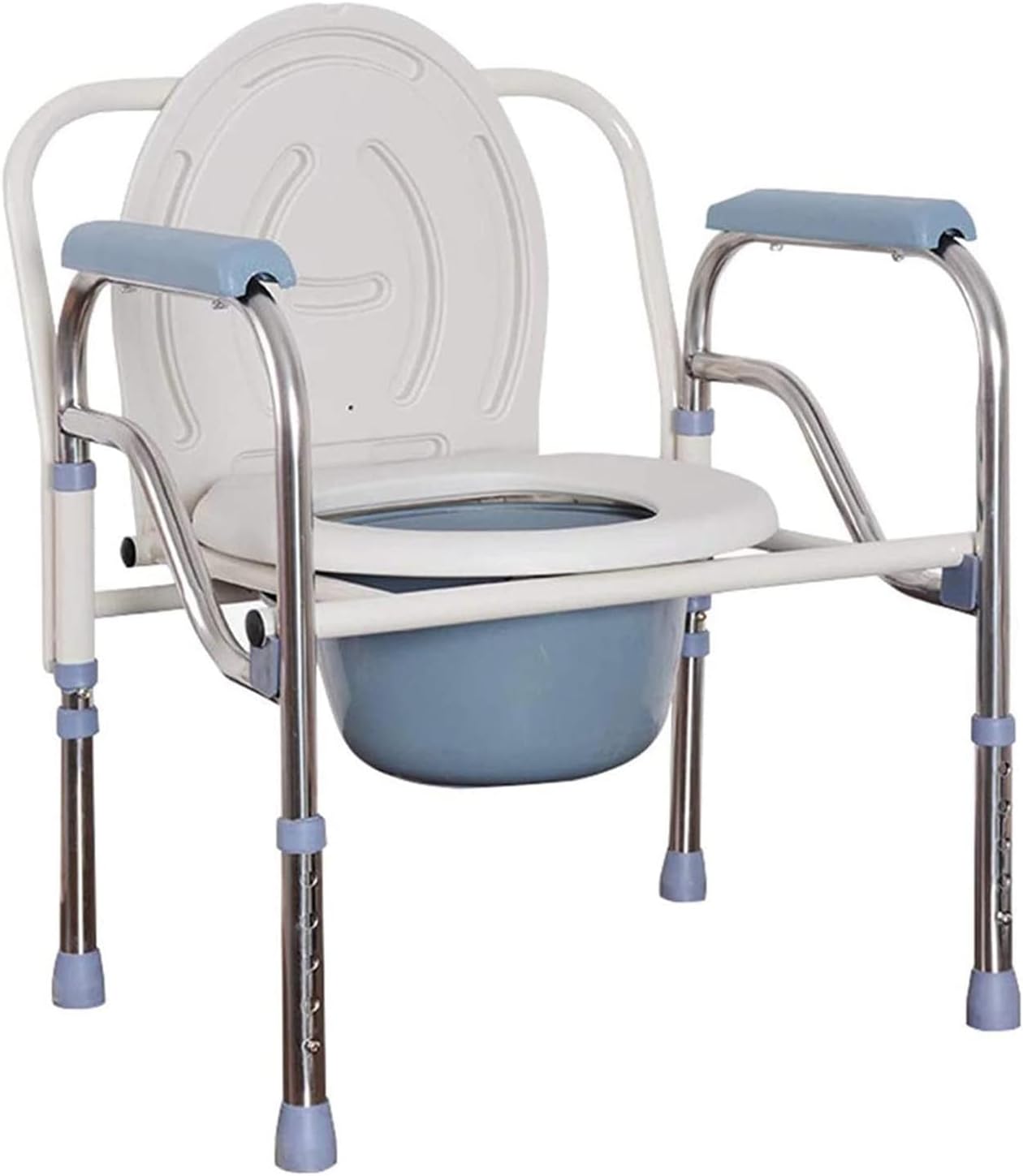 Folding Toilet Seat Chair Portable Bedside Commode, Height Adjustment Extra Wide with Bucket Splash Guard Heavy Duty Adult Bathroom Pail Fits Toilet Chair