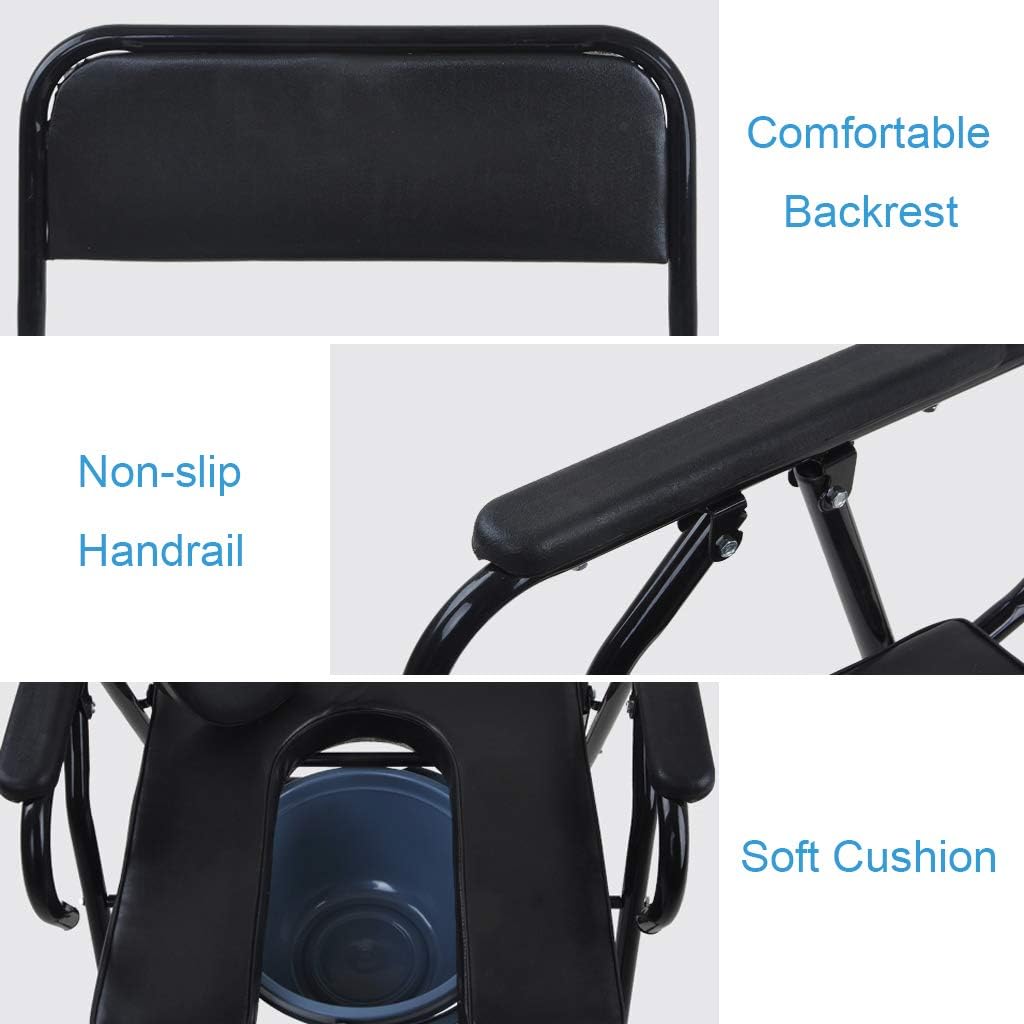 Commode Chair Folding Commode Chair - Heavy-Duty Bedside Potty Chair for Adults, Handicap Toilet Seat with Handles Bathroom Shower Chair