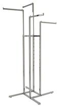 Only Garment Racks #2223 Four Way Rack Clothing Rack - Heavy Duty Chrome 4 Way Rack, Adjustable Height Arms, Square Tubing, Perfect for Clothing Store Display with 4 Straight Arms ...