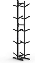 Sports Ball Storage Stand Double-Sided Garage Ball Storage with Hooks, Vertical Basketball Volleyball Football Rack for Boys Bedroom Decor, Free Standing 5-Tier Display Stand
