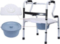 Bedside Commode,Toilet Seat with Handles Commode Height Adjustable Toilet seat with Non-Slip Rubber feet Folding Chair with Built-in Toilet