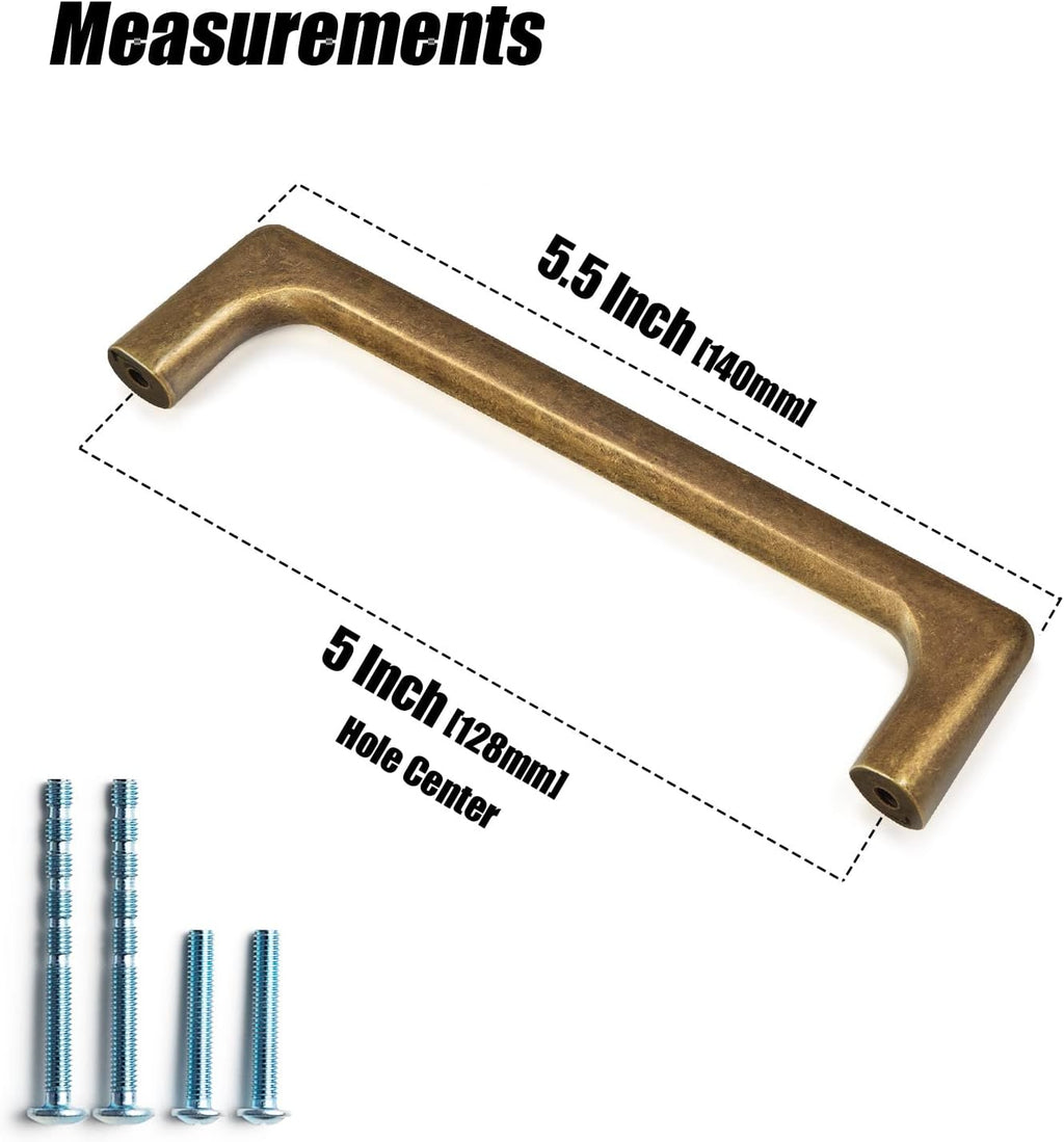 Goo-Ki Antique Brass Cabinet Pulls with 5''(128mm) Hole Centers, Retro Style Zinc Alloy Cabinet Handles for Dresser,Wardrobe,Cupboard- 24 Pack
