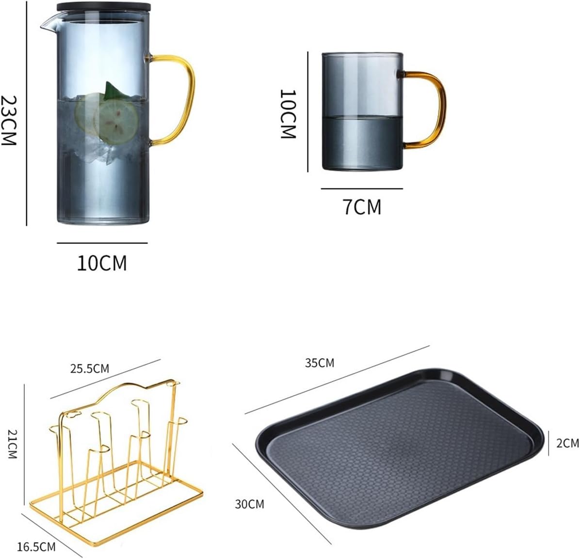 Beverage Serveware Glass cold kettle thickened creative home juice pot with lid filter high temperature resistant teapot water cup set Water Carafe