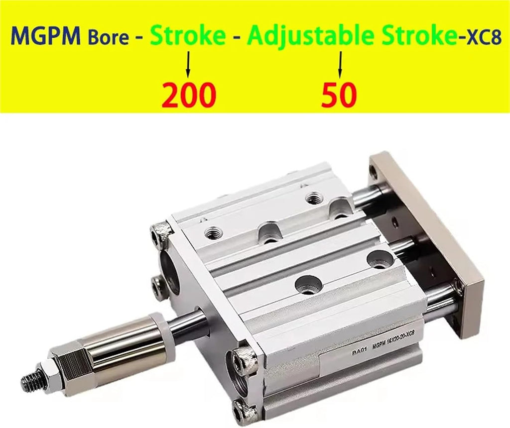 Pneumatic Cylinder Adjustable Stroke Type Three Bar Three-axis with Magnet MGPM12/16/20/25/32/40/50 Stroke 20-200mm(Stroke 200-50mm,Bore 50mm)