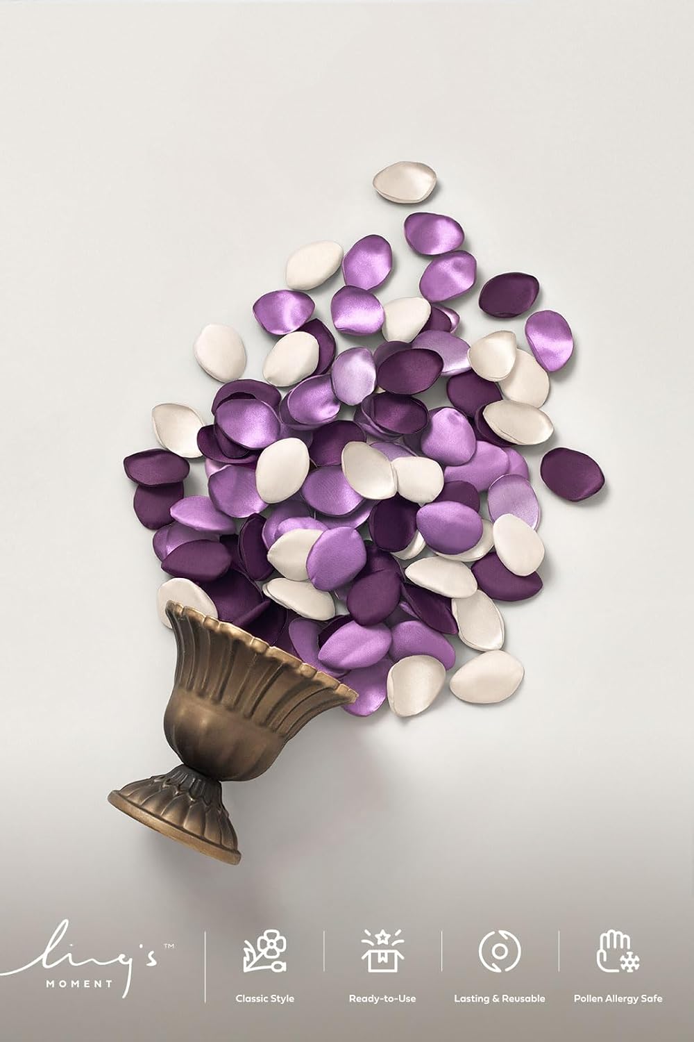 Ling's moment Wedding Artificial Flowers Package, Bridal Bouquet, Bridesmaid Bouquets, Boutonniere for Men, Rose Petals.Sage Orchid Purple Cream
