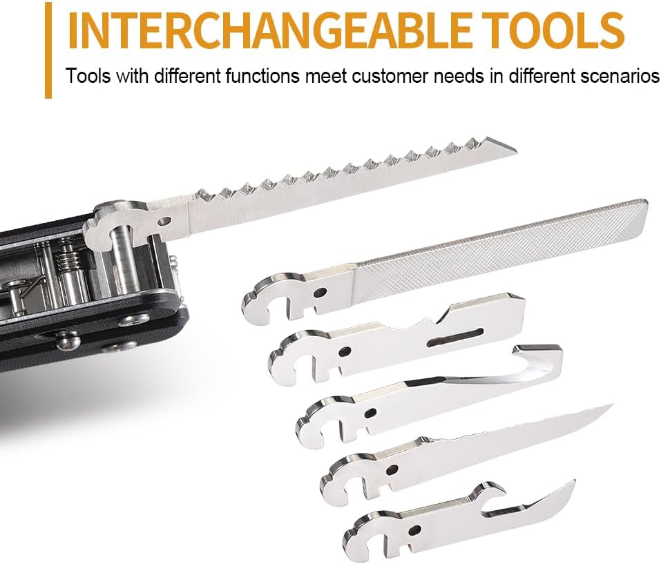 ROXON Flex Titan S805G Multi tool with full size scissors Modular Design and Customizable Tool (Replaceable knife and accessory) 16 tools for Outdoor & Camping