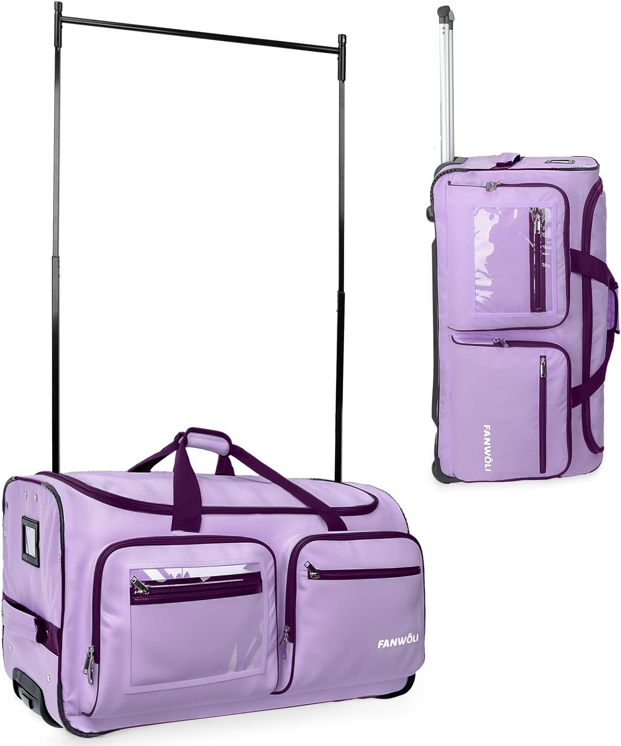 Fanwoli 23' Dance Bag with Garment Rack | Upgraded Stable System & Fabric | More Lightweight & Wear-Resistant | Ideal Competition Duffle Bag for Dancers Livestreamer Athletes
