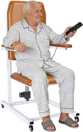 Lift Electric Lift Chair with Wheels - Foldable Standing Assist Chair Adjusts 4-20 in, Supports 573 lbs, Soft PU Cushion & Safety Strap for Elderly at Home & Care - Orange