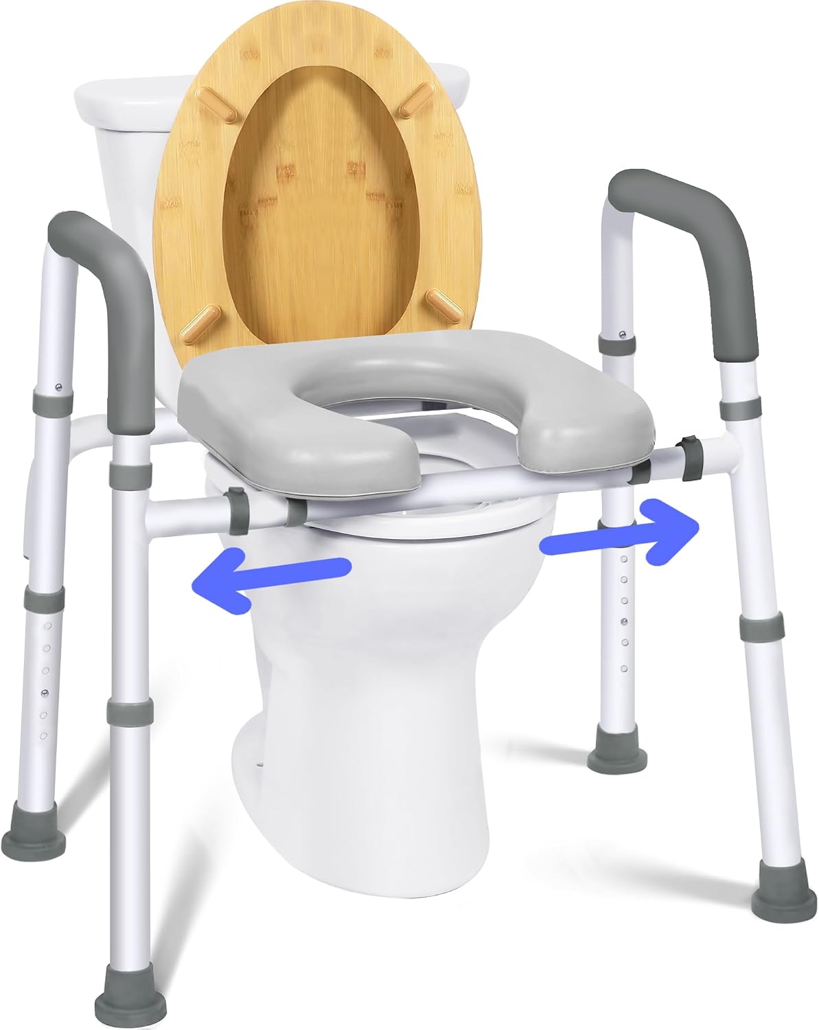 Raised Toilet Seat with Handles, Adjustable Width & Height Commode Chair for Toilet with Arms, 400 lbs Toilet Seat Risers for Seniors, Disabled and Pregnant, Fit Any Toliet