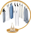 Gold C-Shaped Heavy Duty Clothing Rack, Metal Industrial Pipe Clothing Rack Freestanding Garment Rack with 30 Moon-Shaped Hooks for Boutique, Home, and Retail Display
