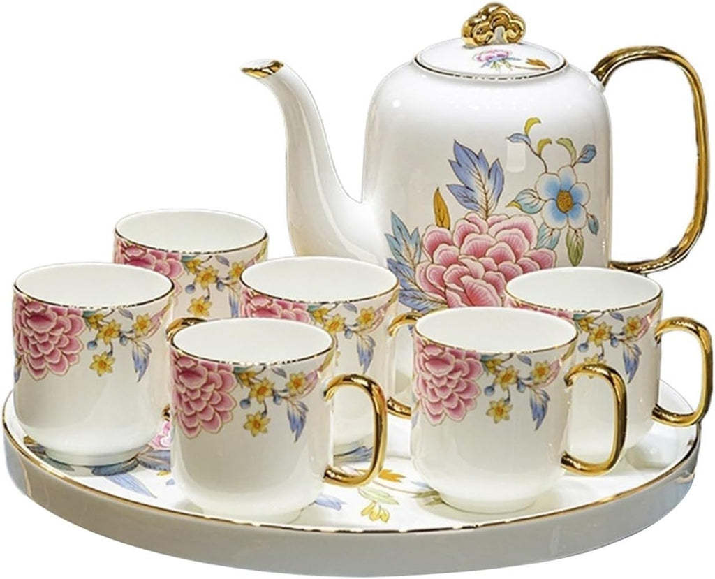 Beverage Serveware 8-piece ceramic water set, practical Chinese teapot, cup and tea tray combination, complete set of hospitality equipment Water Carafe