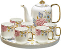 Beverage Serveware 8-piece ceramic water set, practical Chinese teapot, cup and tea tray combination, complete set of hospitality equipment Water Carafe