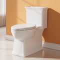 Two-Piece Elongated Toilet Set, Water Conserving Single Flush with Soft-Close Seat, Standard Installation for Home Bathrooms
