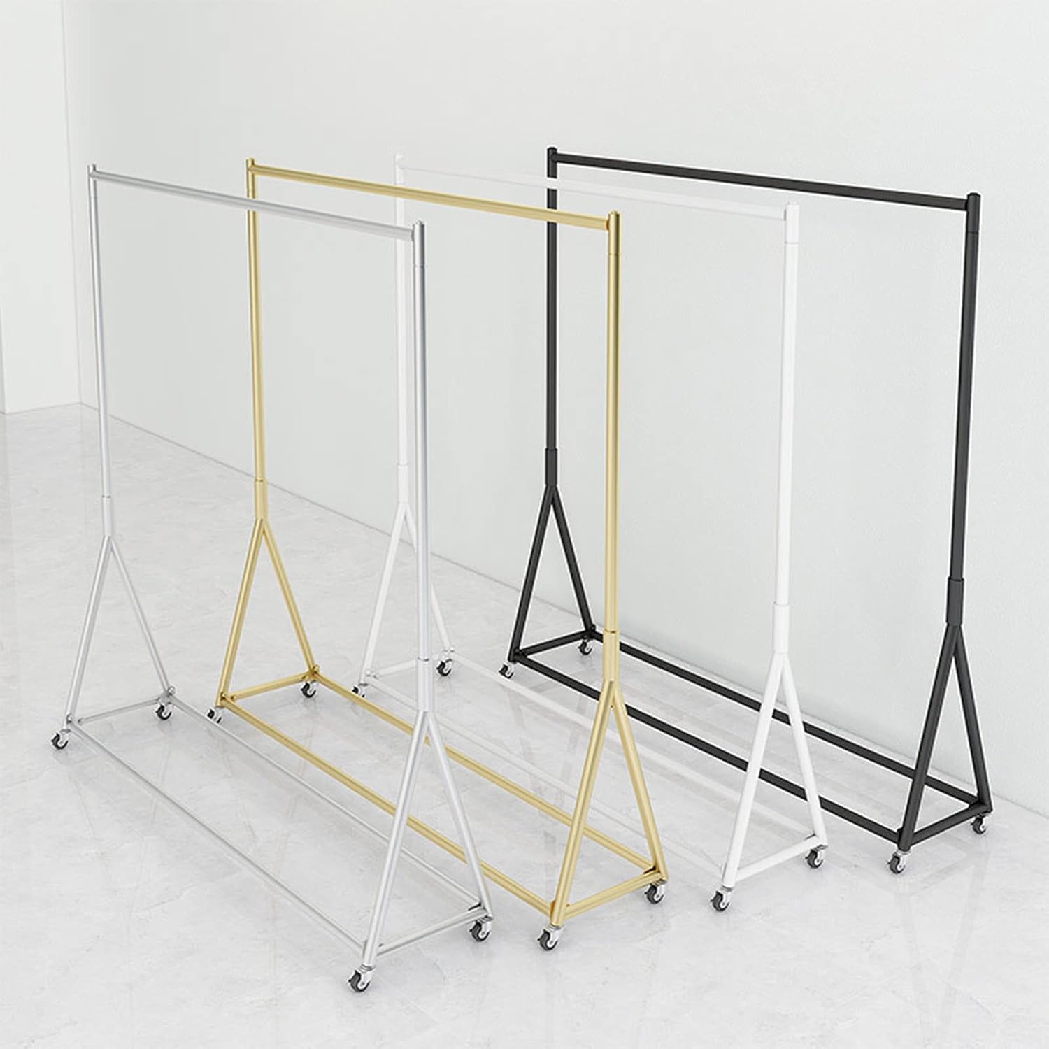 Garment Rack, Retail Display Clothing Rack, Heavy Duty Detachable Clothes Rail, Modern Simple Heavy Duty Metal Rolling Garment Rack With Wheel (120X135Cm)
